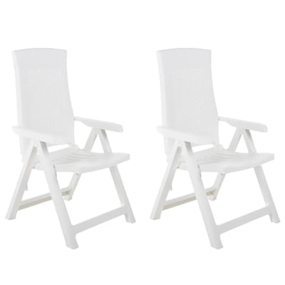 vidaXL - Opklapbare - ligstoelen, - 2 - stuks, - wit - plastic.