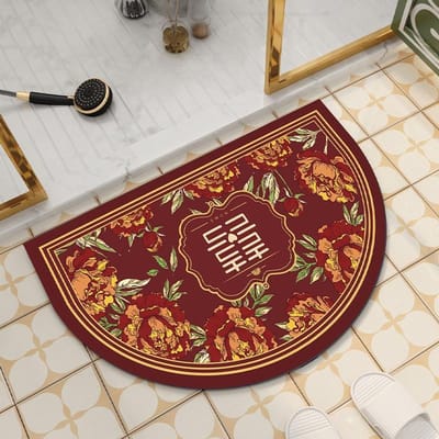 Amerikaanse Retro Halfronde Badkamervloermat Absorberend Sneldrogend Toilet Toilet Deurmat Diatomeeënaarde Antislip Deurmat 40*60CM