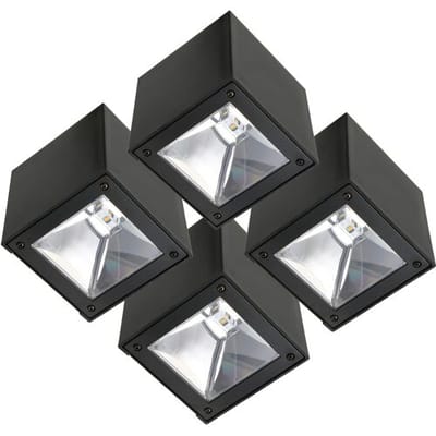 KS Verlichting - Wandlamp - Cube - solar - zwart - set van 4 - vierkant - solar tuinverlichting - modern - zonneenergie buitenverlichting