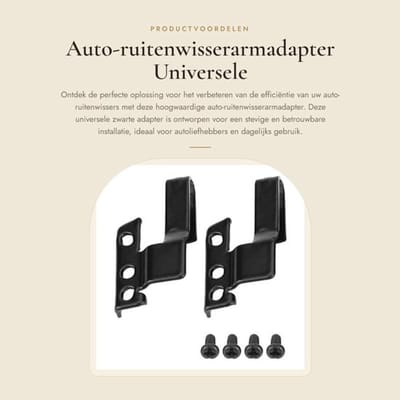 Auto-ruitenwisserarmadapter - Universele adapter - Hoogwaardig metaal - Zwart - Stevige installatie - Voor voorruitenwissers - 2 set