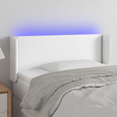 vidaXL - Hoofdbord - LED - 103x16x78/88 - cm - kunstleer - wit