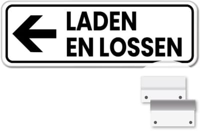 Bord laden en lossen pijl links - Weerbestendig Aluminium - 40x15 cm - Bevestiging: Met muur-/ wandmontage beugels