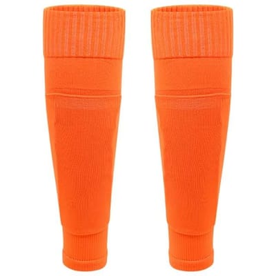 Loogdeel 1 Paire Manchon de Compression pour Mollet Protège-tibias de Football Support Équipement de Protection pour Adultes Adolescents Enfants S(25-40kg) orange