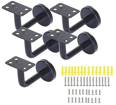 Roestvrijstalen leuninghouders voor houten en stalen leuningen - Set van 5, 60 x 80 mm