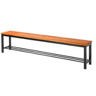 Houten zitbank voor kleedkamers - L 2000 x D 310 x H 450 mm - zwart onderstel