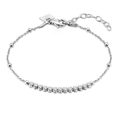Twice As Nice Armband in zilver, 13 steentjes 16cm+3cm