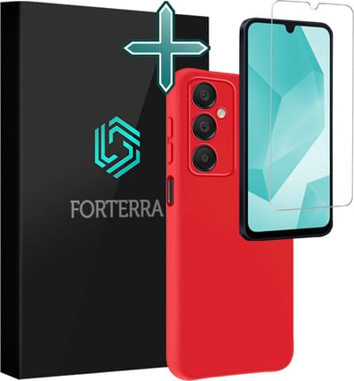Hoesje Met Screenprotector - Geschikt voor Samsung Galaxy A16 - Sterk & Shockproof - Telefoon Hoes - Back Cover - Siliconen Case - Rood