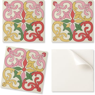 Zelfklevende vinyltegels met bedrukt bloemenpatroon en ornamenten, 20x20x20 cm