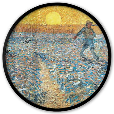 Poster in lijst Rond - Fotolijst 40x40 cm - Posters - De zaaier - Vincent van Gogh - Ronde posterlijst zwart - Decoratie - Wanddecoratie woonkamer - Muurdecoratie slaapkamer