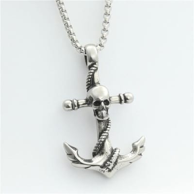 Pendentif rétro punk gothique pour hommes, pendentif tête de mort, ancre, locomotive hip-hop, bijoux de fête à la mode argenté