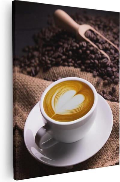 Artaza Canvas Schilderij Koffie - 80x100 cm - Groot - Wanddecoratie Keuken - Muurdecoratie Stilleven - Schilderijen Op Canvas