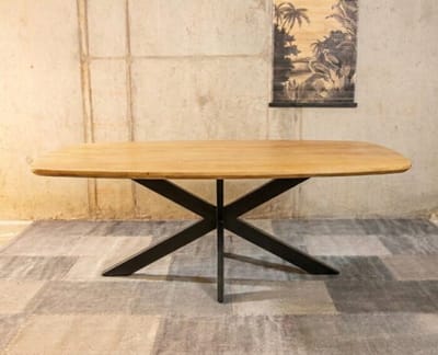 Eettafel Colorado Deens ovaal mangohout 180x100x77 cm - metalen matrix - naturel