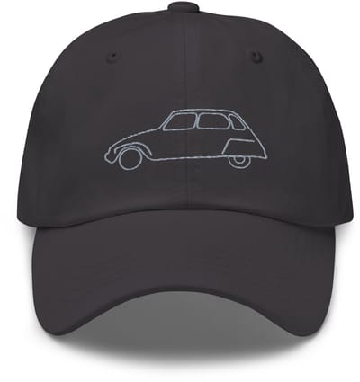 De2pktjes - Geborduurde Citroën Dyane pet lijntekening - Donkergrijs