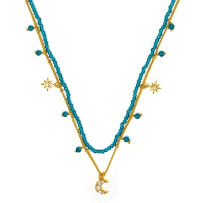 Luxenter Groene kristallen ketting met 18-karaats geelgouden afwerking - Ayora