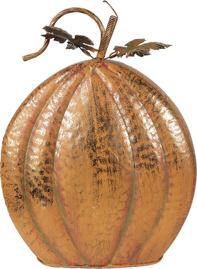 Clayre & Eef Decoratie Pompoen 34x15x42 cm Oranje Metaal Herfst decoratie
