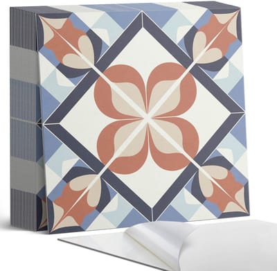 Coloray Plaktegels - Symmetrisch bloemenpatroon Zelfklevende Tegels - 20 cm x 20 cm - Bruin Plaktegels - 20 stuks - Vierkant PVC Tegels - Plaktegels Badkamer - Plaktegels Vloer - Vinyltegels Vloer Zelfklevend - Wandtegel Zelfklevend
