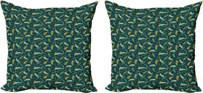 ABAKUHAUS Decoratieve kussenhoezen met bloemenprint, 2 stuks, moderne accenten, dubbelzijdige digitale print, 40x40 cm, Hunter Green Multicolor