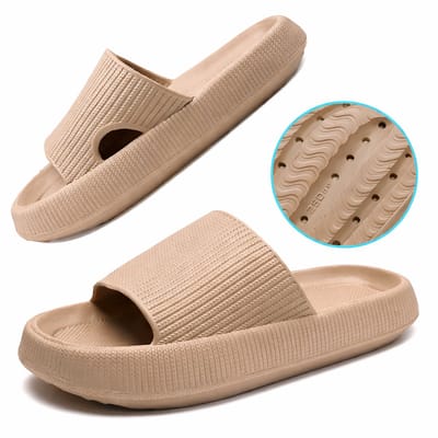 Somstyle Slippers Dames & Heren - Maat 36-37 - EVA - Badslippers met Verdikte Zool - Anti-slip - Beige