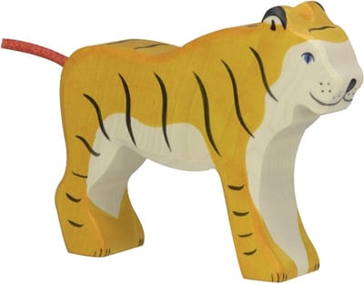 HOLZTIGER Wildernis - Tijger Staand - 14X3X11Cm - Houten Figuur - Handgemaakt