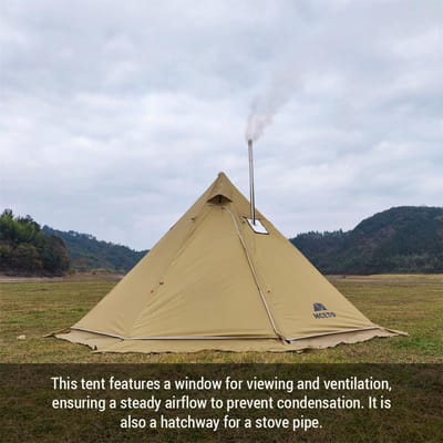 Tipi Chaud pour 4 6 Personnes avec Sortie de Poêle Tente Pyramide Teepee de Camping pour Camping Randonnée vert d’armée
