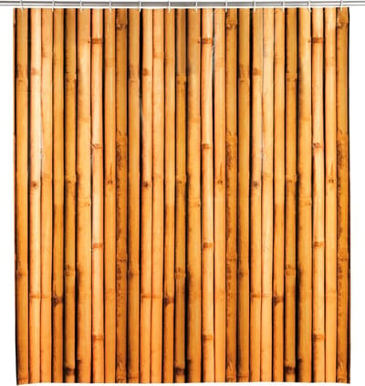Douchegordijn Bamboesa, gordijn van milieuvriendelijke, recyclebare kunststoffolie (PEVA), voor douche en badkuip, waterdicht, 180 x 200 cm, incl. 12 witte douchegordijnringen, bruin