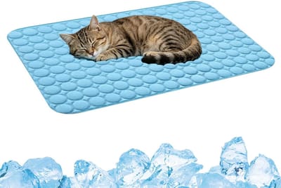 L 70 x 55 CM Koelmat Voor Huisdieren | Ademend Zacht Rusttapijt Kattenkoelkussen | Opvouwbaar En Wasbaar | Voor Honden & Katten | Geschikt Voor Kittenmand Vloer Bank Thuis En Reizen | Verkoelend Comfortabel Zomer Accessoire| Cyslmuk®