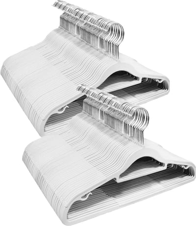 Famanu – Kunststof kleerhangers, set van 100, duurzaam, antislip en 360° draaibaar
