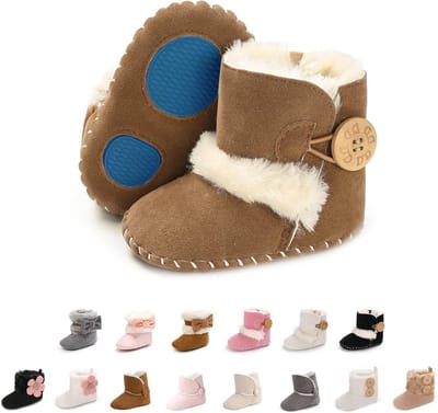 Warme Baby Slofjes met Knopen en Antislip Zool voor Peuters en Pasgeborenen