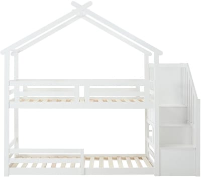 Vente-unique Stapelbed hout wit 90 x 190 cm