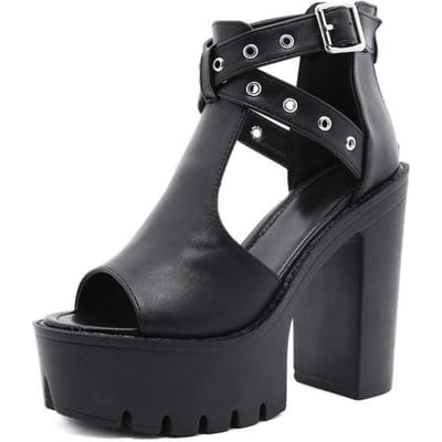 Été Chaussures pour Femmes Sandales à Talons Hauts Noir Plateforme Compensée Mode Tendance Polyvalentes Sandales à Talons Hauts Sandalias De Mujer 38 noir