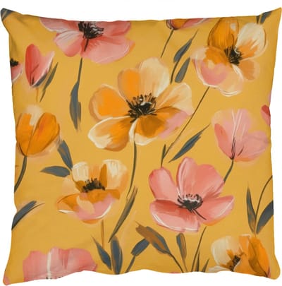 Sierkussens - Kussentjes Woonkamer - 50x50 cm - Bloemen - Geschilderd - Geel