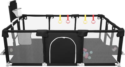 PIPIPOXER-Grondbox - Baby Speelbox met 50x Speelballen - Kinderbox - Playpen- 180*120 cm - Zwart
