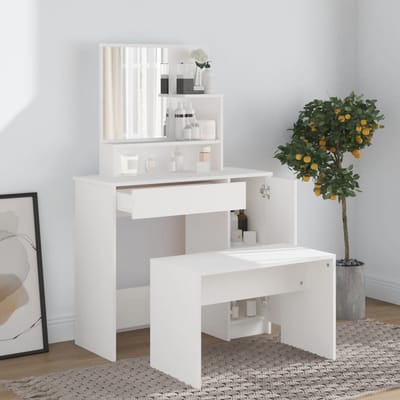 vidaXL - Kaptafel - met - spiegel - 86,5x35x136 - cm - wit