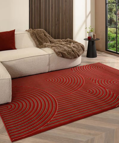 Japandi vloerkleed - Ease Akira rood 160x230