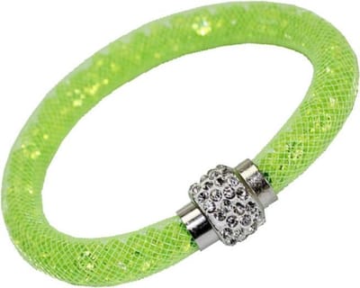 Fako Bijoux® - Armband - Sterrenstof Disco Dots - Lichtgroen