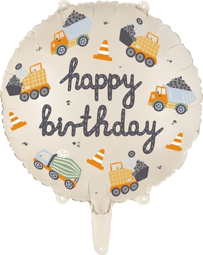 PARTYDECO - Bouwvrachtwagen ballon Happy Birthday 45 cm