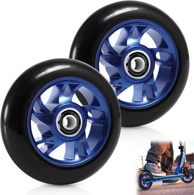 Scooter Wielen - Reserve Banden - Stunt Rijden - Duurzaam Aluminium - 100 mm Set van 2 - Blauw