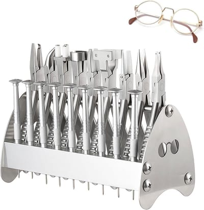 Brillen reparatieset - Optische gereedschap - Montage aanpassen - Roestvrij staal - 18 stuks - Zilver