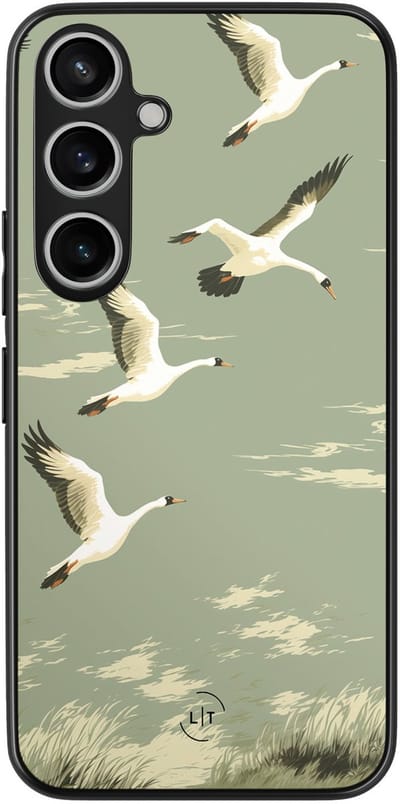 Leuke Telefoonhoesjes - Hoesje geschikt voor Samsung Galaxy A55 - Vogels - Backcover zwart - Print / Illustratie - Groen