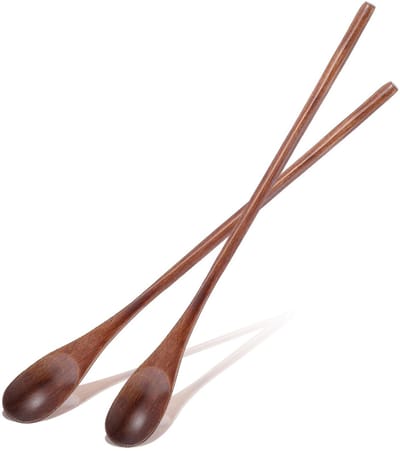 Dailygoods- Koffielepels 2-delig - Houten Lepels - Lange Theelepels