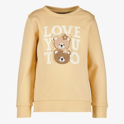 TwoDay meisjes sweater met teddy berenkopjes geel - Maat 92
