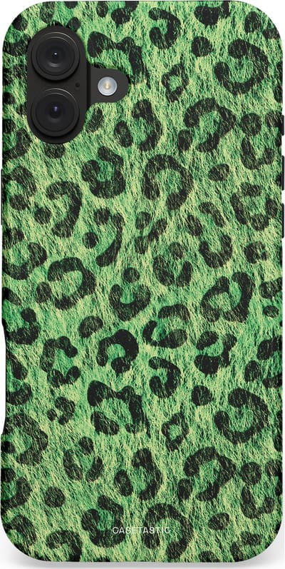 Casetastic hoesje geschikt voor Apple iPhone 16 Plus - MagSafe - Dubbellaagse bescherming - Groene Panterprint - Fashion Case - Donkergroen Zwart