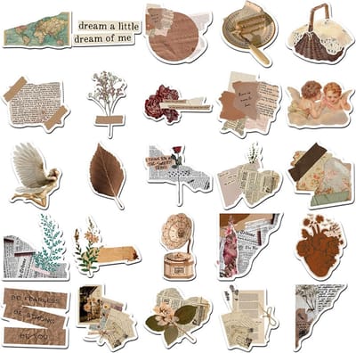 Allecto Plus - 52 stuks vintage waterdichte stickers voor waterflessen, laptops, gitaren, skateboard en scrapbooking - esthetische decoraties voor volwassenen en kinderen