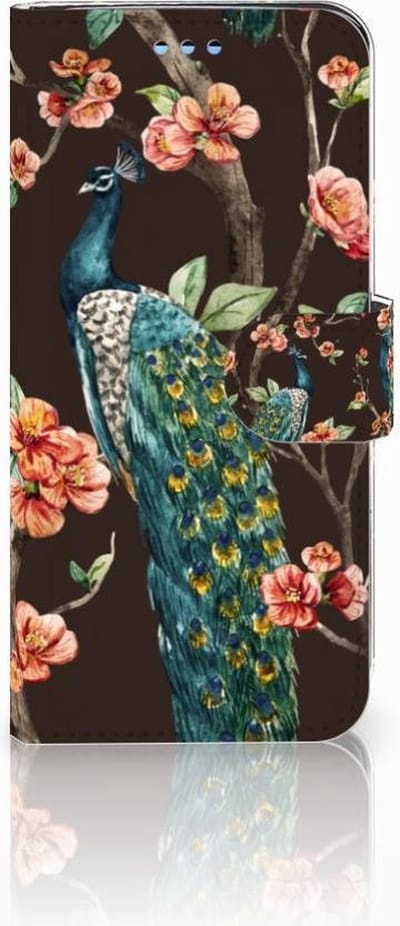 Boekhoesje voor Samsung Galaxy S9 Telefoonhoesje met Pasjes Pauw met Bloemen