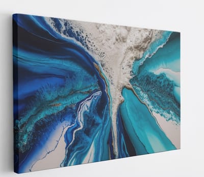 Saammp Canvas Schilderij - Turqoise - Blauw - Abstract - 45x30 - Foto op canvas - Wanddecoratie - Muurdecoratie Woonkamer - Slaapkamer decoratie - Canvas Print
