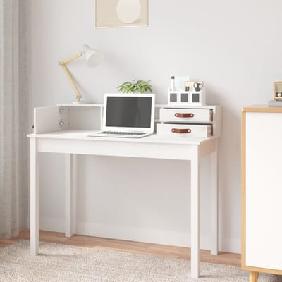 vidaXL - Bureau - 110x50x93 - cm - massief - grenenhout - wit