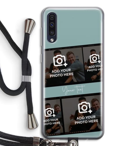 Gepersonaliseerd - Case Company® - Hoesje met koord geschikt voor Samsung Galaxy A50 hoesje met Koord - Filmrol N°2 - Telefoonhoesje met Zwart Koord - Bescherming aan alle Kanten en Over de Schermrand
