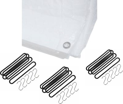 Benson - Afdekzeil wit 3 x 5 meter met 15x spanrubbers en S-haken