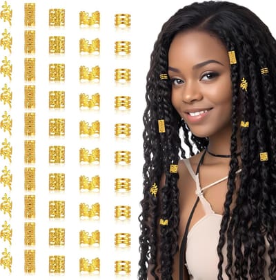 Haarcuffs goud 50 stuks - verschillende stijlen - verstelbare haaraccessoires - voor mooie vlechten - ShopVlot