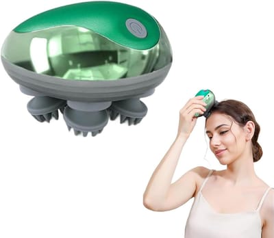 Hoofdhuidmasseur – Hoofdmasseur – Oplaadbare Handheld Hoofdmassager – 4 Afneembare Massageklauwen Waterdicht – Stimuleert Haargroei – Groen